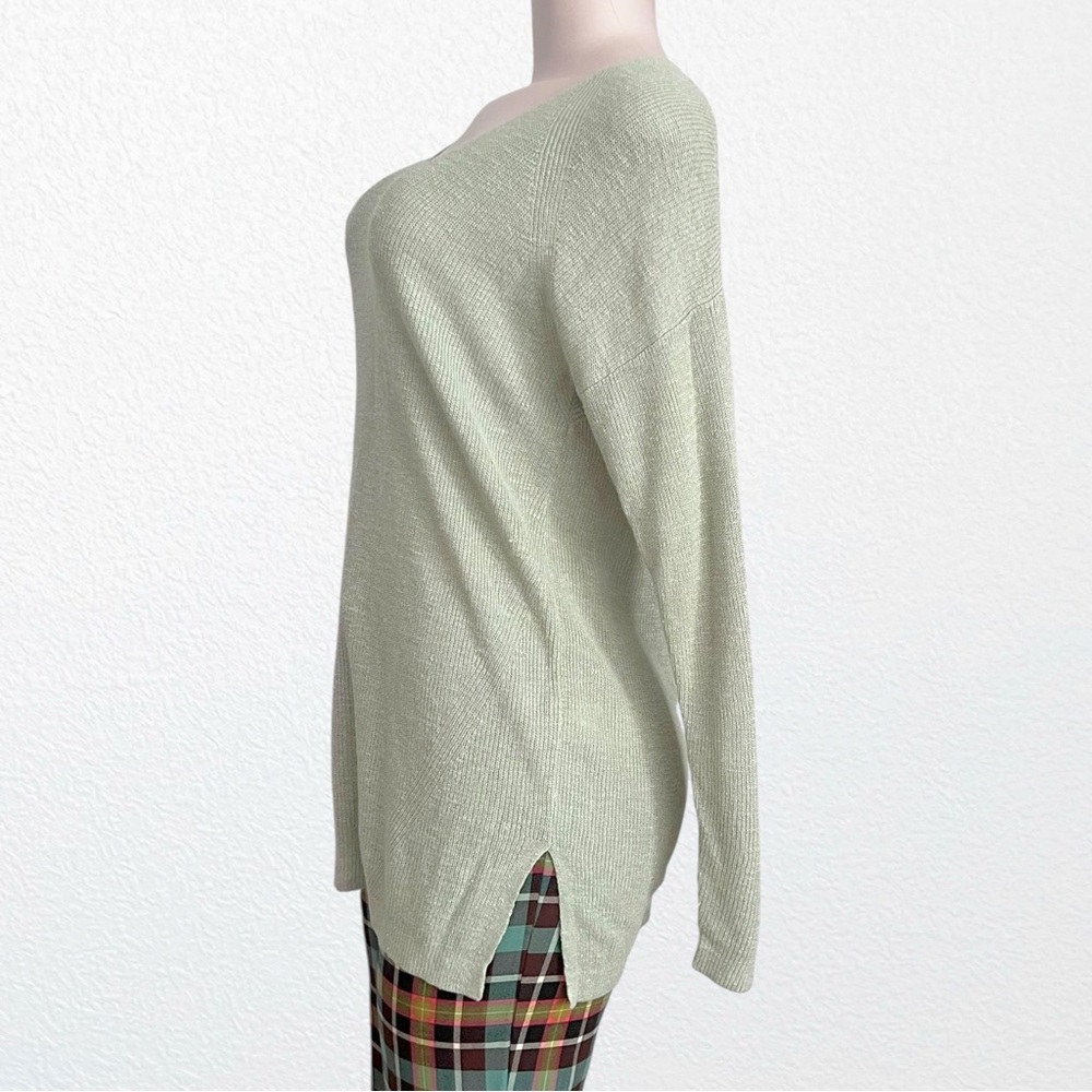 NEW Banana Republic Linen Blend Ribbed Knit V-Neck Casual Tunic Sweater SZ S - Picture 3 of 9